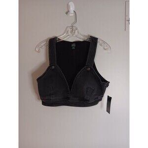 Wild Fable Trangle Cup Denim Tank Top Cropped Black Wash Sz Medium New With Tags